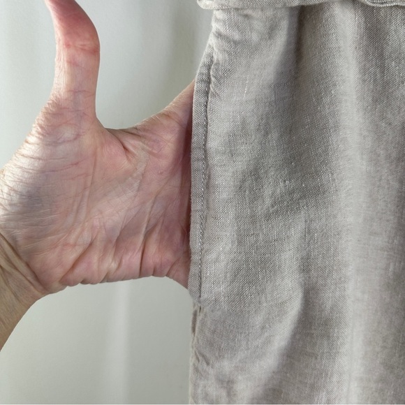 Chicos Size 3 16R Belted Linen Crop Pants Beige Tan Lightweight Breathable Beach - Picture 5 of 12